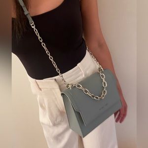 CHARLES & KEITH - Front Flap Chain Handle Crossbody Bag - Steel Blue